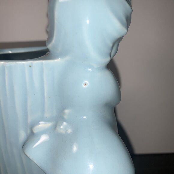 Vintage 1950s SHAWNEE Pottery Blue Boy And Girl Sweeties w Tree Stump Initials - Picture 8 of 12